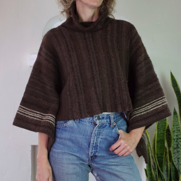 Ralph Lauren Sport Brown Cashmere/Wool Blend Poncho STORED IN MOTHBALLS - Picture 2 of 8